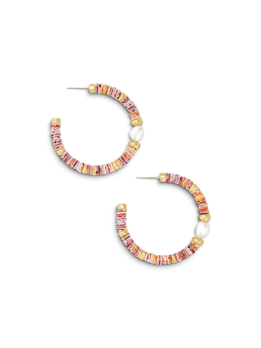 NWOT Kendra Scott Gold Lila Cultured Freshwater Pearl Pastel Shell Hoop Earrings